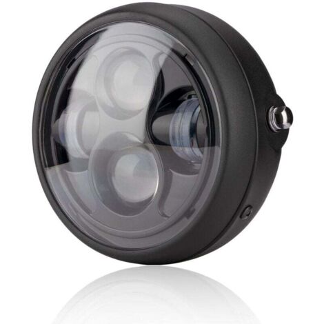 Faro anteriore LED rotondo per moto, faro anteriore universale bianco da 16,5 cm, nero