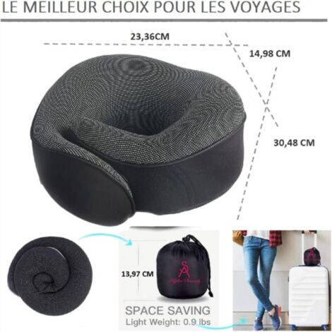 Cuscino Cervicale Da Viaggio Memory Foam - Regolabile Per Aereo, Auto, Ufficio (Grigio)