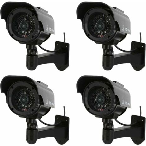 Telecamere finte, telecamere di sorveglianza CCTV finte a cupola con pannello solare e luce LED lampeggiante, per uso interno ed esterno per aziende, negozi, uffici, casa, confezione da 4