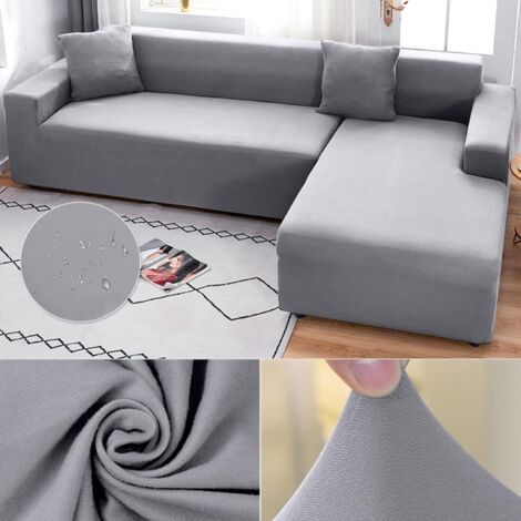 Granbest Fodera per seduta divano ad alta elasticità, super morbida, in tessuto jacquard spandex con fondo elastico (3 posti, grigio