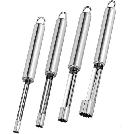 pezzi levatorsoli in acciaio inox con manico, levatorsoli per frutta, 4 diversi tipi di levatorsoli per sbucciare le mele levatorsoli per la casa con lama seghettata, argento
