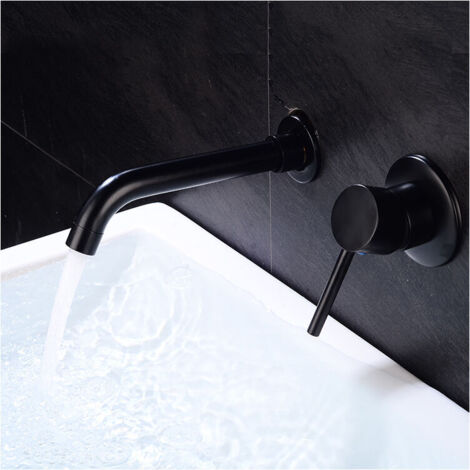 Rubinetto Per Lavabo Da Bagno Cilindrico Nero Semplice E Contemporaneo Miscelatore Per Lavabo Nero Oro 30 Cm 89790459