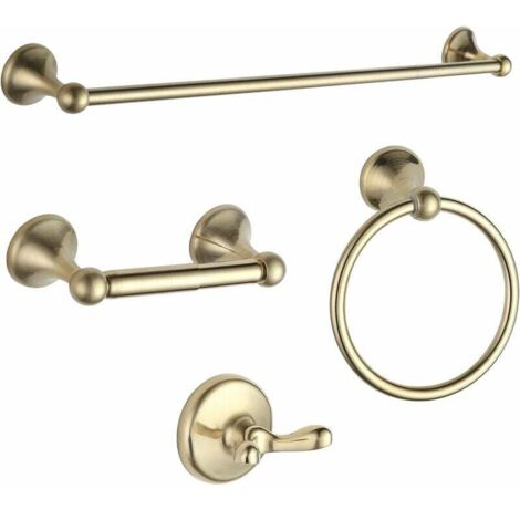 Set di accessori per il bagno, nichel spazzolato, portasciugamani regolabile ed espandibile, set di accessori per il bagno da 4 pezzi, montaggio a parete D