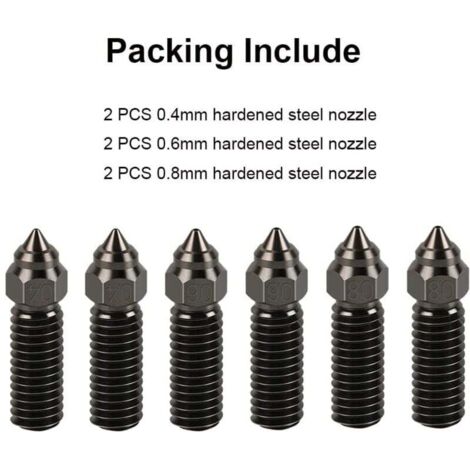 Lot de 5 buses d'imprimante 3D 0,4 mm MK8 en laiton Tête d'impression 3D M6 1,75 mm pour Makerbot Anet A8 Creality CR-10 CR-10S Ender 3