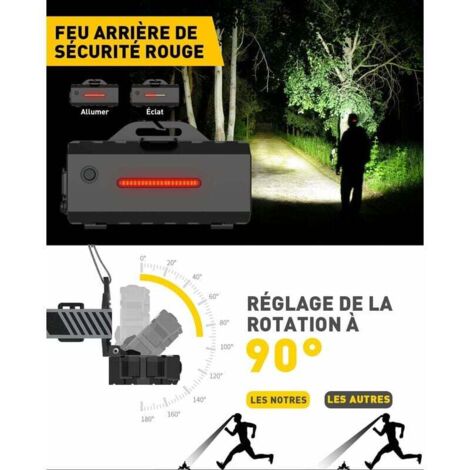 Lampe Frontale 10000 Lumens Lampe Frontale LED Super Lumineuse 3 Modes T6/L2 Rechargeable étanche Lampe Frontale Ultra Puissante Lampe Frontale 10000 Lumens Lampe Frontale LED Super Lumineuse 3 Modes T6/L2 Rechargeable étanche Lampe Frontale Ultra Puissante