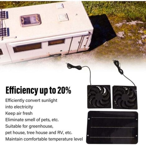 Ventilateur Solaire Étanché 25 W – Kit Panneau + 2 Ventilateurs Pour Serre, Poulailler, Abri Jardin, Camping-Car – Refroidissement Écologique