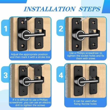 Verrou Porte Coulissante, 7.9 Cm Alliage Zinc Loquet Porte