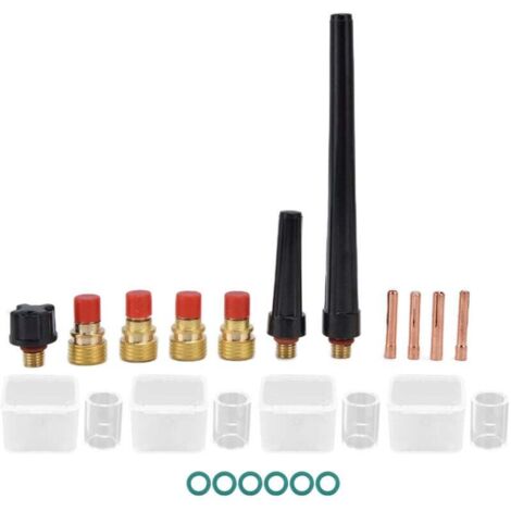Kit Soudage TIG 21 Pièces Pinces Tasses Verre Bouchons Arrière Accessoires WP-9 20 25 Modèle 300A
