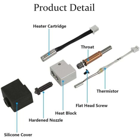 1-5 ensemble pour Anycubic Kobra 3 Combo Hotend avec buse anti-chaleur thermistance bloc chauffant pour tête d'impression Anycubic Kobra3