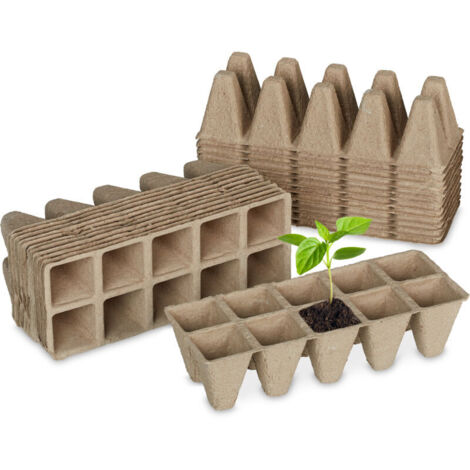 Set di 72 semiere quadrate biodegradabili, per 720 piantine, in carta, 5,5 x 22 x 8,5 cm, naturale
