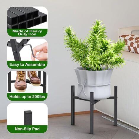 Oppro Supporto per piante in metallo a 3 livelli, supporto per piante ad angolo per interni ed esterni, espositore per fiori per soggiorno, balcone, giardino, patio, nero