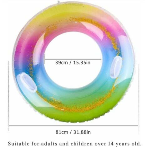 Anillo De Natación Fluo De 76 Cm - Flotador Inflable Transparente Para Niños 6-12 Años