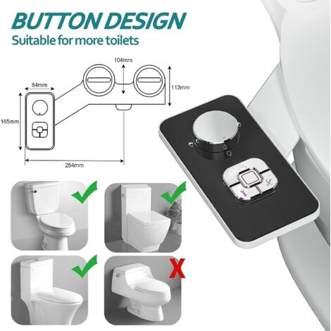 Pulvérisateur Bidet Manuel Non électrique – Nettoyage Avant/arrière, Bouton Poussoir Blanc