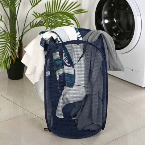 Panier À Linge Pliable Noir - Grand Panier À Linge Pop-Up En Maille