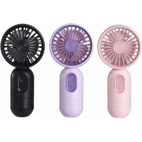 Somnr Confezione Da 2 Mini Ventilatori Portatili 5 Velocità – Display LED, Ricaricabili, 3 In 1 (mano/collo/scrivania) – Viola E Rosa