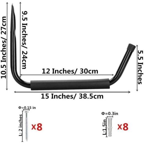 Lot 4 Crochets Suspension Garage Robuste – 22,5 Kg Charge Max, PVC Antidérapant, Polyvalent Atelier