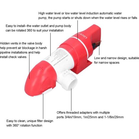Pompe De Câble Automatique Pompe De Cale à Profil Bas, En Acier Inoxydable DC12V 1100GPH/4160LPH Avec Rotation à 360°, Pompe De Cale à Profil Automatique électrique Bas Pour Bateaux Pompe à Eau Pompe De Câble Automatique Pompe De Cale à Profil Bas, En Acier Inoxydable DC12V 1100GPH/4160LPH Avec Rotation à 360°, Pompe De Cale à Profil Automatique électrique Bas Pour Bateaux Pompe à Eau
