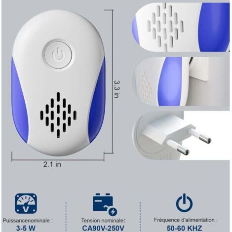 Répulsif Ultrason Souris & Rats 4 Pack – Puissant Anti-Rongeurs, Araignées, Cafards – Mode Silencieux & Boost, Couverture 2500 Ft² (Jaune)