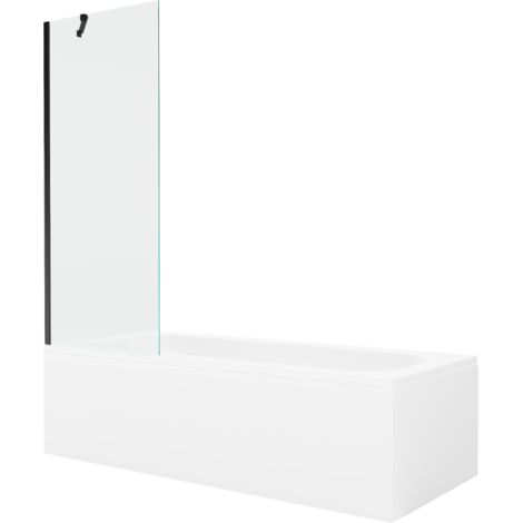 Mexen Vega vasca rettangolare 150 x 70 cm con pannellatura e paratia a 1 anta 70 cm, trasparente, nero - 550115070X9507000070 (1/5)