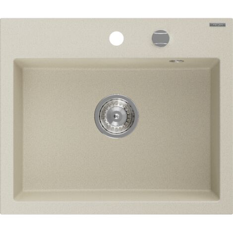 Mexen Oscar lavello in granito 1-vasca 580 x 490 mm, beige, sifone cromato - 6519581000-69