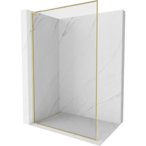 Mexen Kioto-F L pannello doccia Walk-in con cornice 115 x 202 cm, trasparente 8 mm, oro spazzolato - 800-115-174-55-00 (1/5)