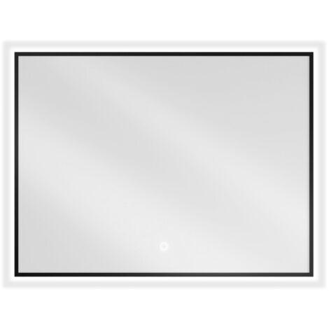 Mexen Erma specchio da bagno retroilluminato 80 x 60 cm, LED 6000K, anti-appannamento, cornice nera - 9814-080-060-611-70