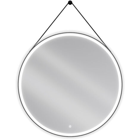 Mexen Reni specchio da bagno illuminato, tondo 100 cm, LED 6000K, antiappannamento, cornice nera - 9812-100-100-611-70