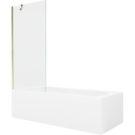 Mexen Vega vasca da bagno rettangolare 160 x 70 cm con rivestimento e schermo pieghevole a 1 anta 80 cm, trasparente, dorato (1/5)