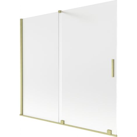 Mexen Velar paratia per vasca da bagno scorrevole a 2 ante 170 x 150 cm, satinato, oro spazzolato - 896-170-000-31-55