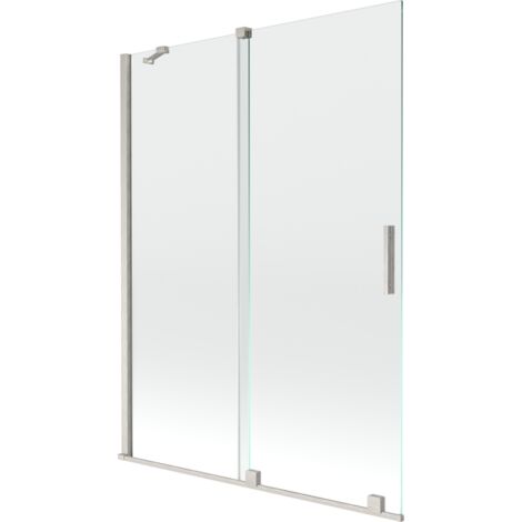 Mexen Velar paravento per vasca 2 ante scorrevoli 130 x 150 cm, trasparente, nichel spazzolato - 896-130-000-01-97