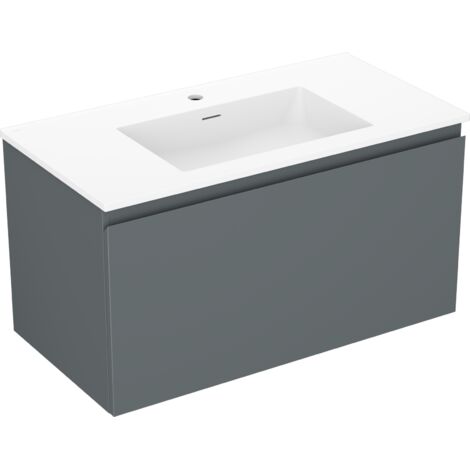 Mexen Orio mobile da bagno 90 cm con lavandino Otis, 1 cassetto, grafite opaco/bianco opaco - 91A10-09047-1-BF66-W18M01 (1/5)