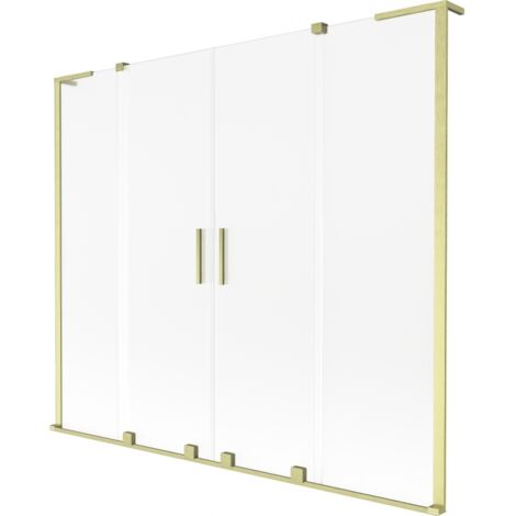Mexen Velar L Duo paratia da vasca da bagno a 2 ante scorrevoli 170 x 150 cm, opaco, oro spazzolato - 896-170-003-32-55