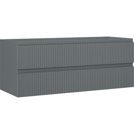 Mexen Rivel mobiletto da bagno sospeso 120 cm, 2 cassetti, scanalato, grafite opaco - 91A20-12047-2-BFF66