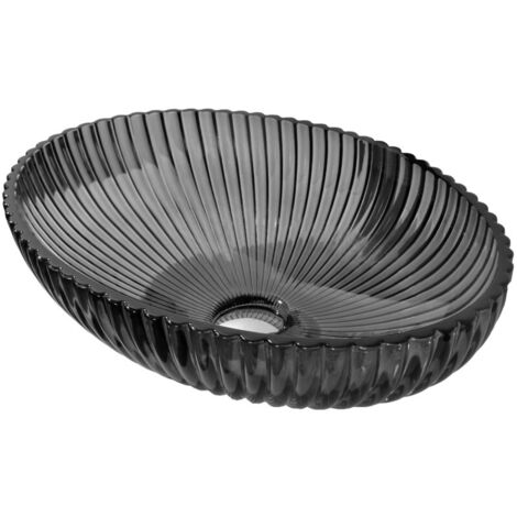 Mexen Zira lavabo da appoggio in vetro 53 x 35 cm, nero - 24175370
