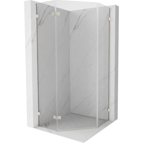 Mexen Lunar cabina doccia pentagonale ribaltabile sinistra 80 x 80 cm, trasparente, nichel spazzolato - 831-080L-080P-97-00-L (1/5)