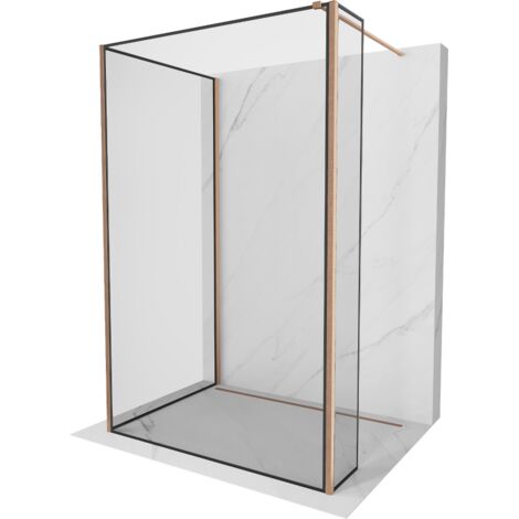 Mexen Kioto parete doccia Walk-in 110 x 100 x 30 cm, cornice nera, rame spazzolato - 800-110-100-221-65-70-030 (1/5)