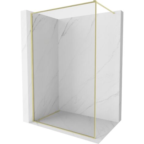 Mexen Kioto-F Parete doccia Walk-in con cornice 110 x 202 cm, trasparente 8 mm, oro spazzolato - 800-110-104-55-00 (1/5)