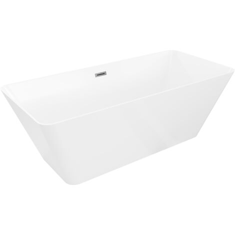 Mexen Velo Slim vasca da bagno autoportante 170 x 75 cm, bianca, troppopieno gun gray spazzolato - 52811707500-66 (1/5)