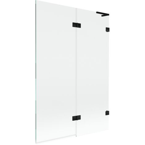 Mexen Lunar L paratia da vasca da bagno a 2 ante destra 120 x 150 cm, trasparente, nero - 897L-120-100-70-00-P