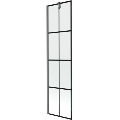Mexen Next paratia per vasca da bagno a 1 anta 50 x 150 cm, griglia nera, grigio pistola spazzolato - 895-050-000-00-77-66