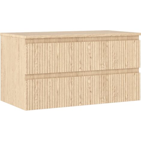 Mobile sottolavabo 90 cm - Con piano - 2 cassetti - SEA BEIGE | Leroy