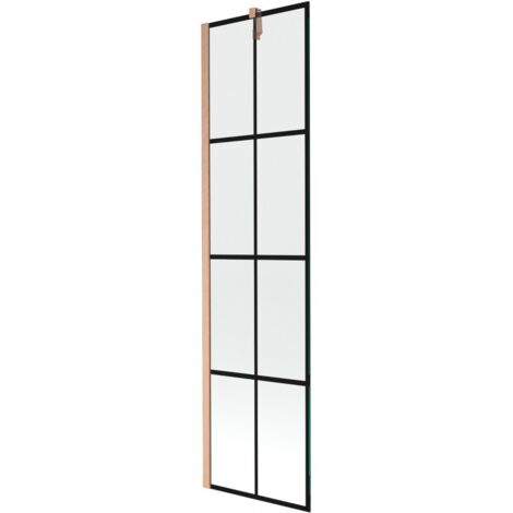 Mexen Next paraschizzi doccia 1 anta 50 x 150 cm, griglia nera, rame spazzolato - 895-050-000-00-77-65