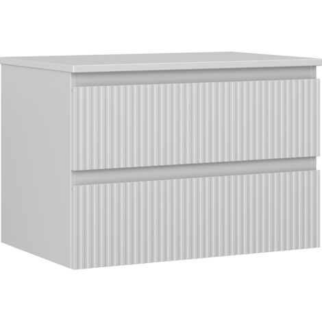 Mexen Rivel mobiletto da bagno sotto lavabo 70 cm con piano, 2 cassetti, scanalato, grigio opaco - 91A20-07047-2-BFFC62
