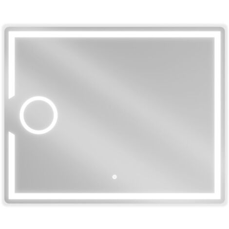 Mexen Onyx specchio da bagno retroilluminato con specchietto cosmetico 100 x 80 cm, LED 6000K, antiappannamento