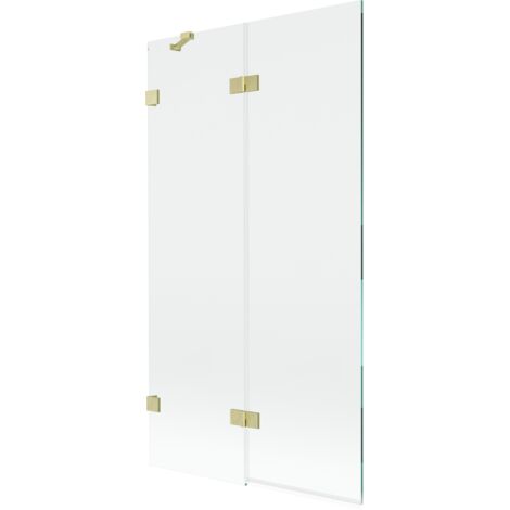 Mexen Lunar paratia da bagno a 2 ante sinistra 100 x 150 cm, trasparente, oro spazzolato - 897-100-100-55-00-L
