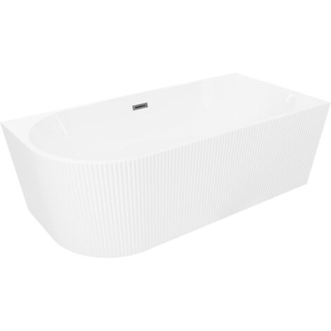 Mexen Silo vasca da bagno angolare destra scanalata 170 x 80 cm, bianca, troppo pieno grigio gun spazzolato - 52891708000P-66