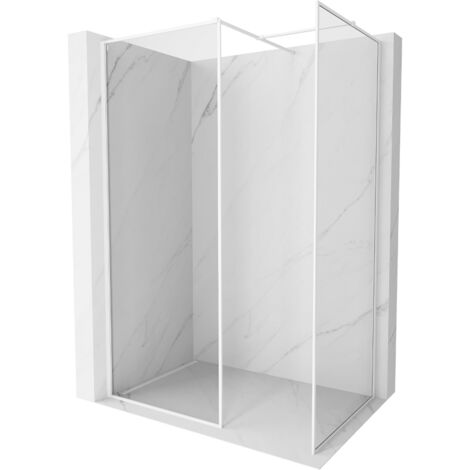 Mexen Kioto-F parete doccia walk-in con cornice 140 x 100 cm, trasparente 8 mm, bianco - 800-140-202-04-20-100 (1/5)