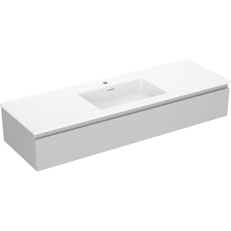 Mexen Orio armadietto bagno 140 cm con lavabo Otis, 1 cassetto, grigio opaco/bianco opaco - 91A10-14023-1-BF62-W18M01 (1/5)