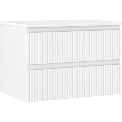 Mexen Rivel mobiletto da bagno sotto lavabo 70 cm con piano, 2 cassetti, scanalato, bianco opaco - 91A20-07047-2-BFFC01 (1/5)