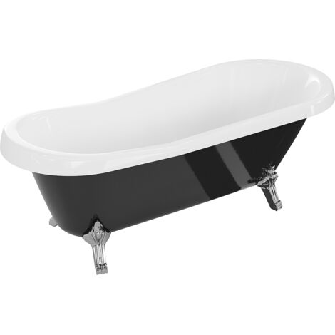 Mexen Retro vasca da bagno autoportante 170 x 75 cm, bianca/nera, gambe cromate - 53251707575-00